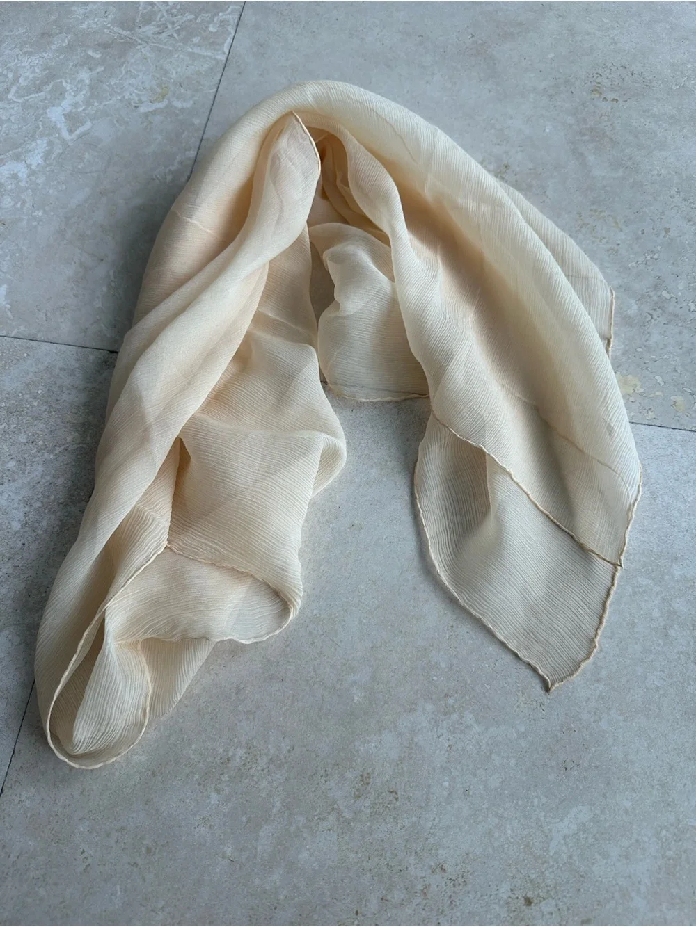 Vintage Light Cream 100% Silk Square Scarf